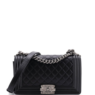 Chanel Boy Flap Bag Quilted Lambskin Old Medium