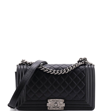 Chanel Boy Flap Bag Quilted Lambskin Old Medium