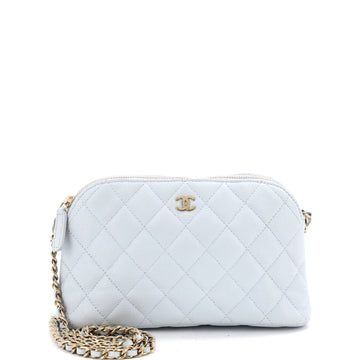 Chanel CC Dome Zip Clutch with Chain Quilted Caviar Small