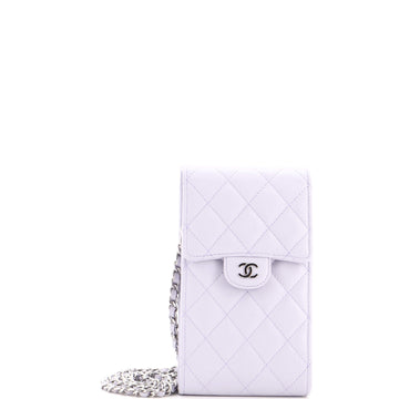 Chanel Classic Flap Phone Holder Crossbody Bag Quilted Caviar