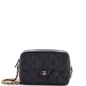 Chanel CC Flap Chain Camera Bag Quilted Caviar Small