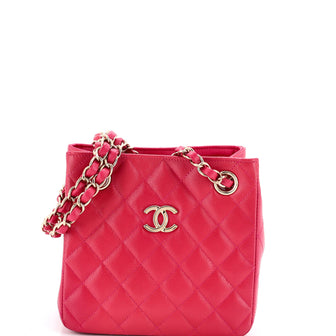 Chanel CC Square Bucket Tote Quilted Caviar Mini