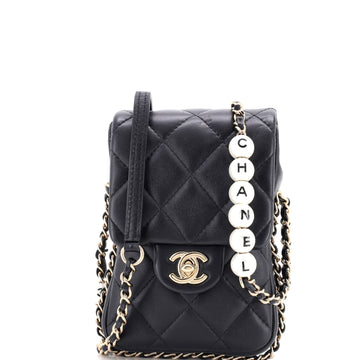 Chanel My Precious Pearls Phone Flap Crossbody Bag Quilted Lambskin