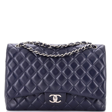 Chanel Classic Double Flap Bag Quilted Caviar Maxi