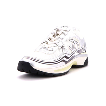 Chanel Women's CC Low-Top Sneakers Mesh and Laminated Leather