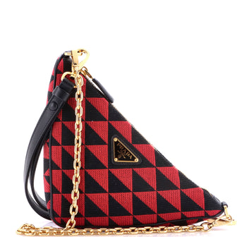 Prada Symbole Triangle Bag Leather and Jacquard Mini