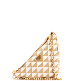 Prada Double Symbole Triangle Bag Leather and Jacquard Mini