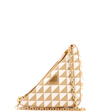 Prada Double Symbole Triangle Bag Leather and Jacquard Mini