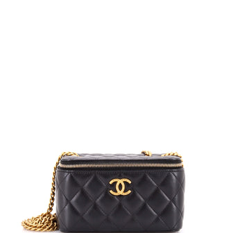 Chanel All Slide Long Vanity Case with Chain Quilted Lambskin Small