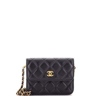 Chanel Pearl Crush Flap Clutch with Chain Quilted Lambskin Mini