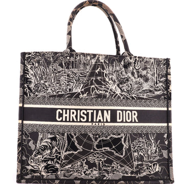 Christian Dior Book Tote Embroidered Canvas Large