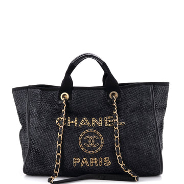Chanel Deauville Tote Straw with Chain Detail Medium