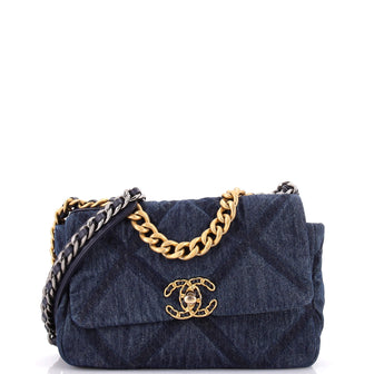 Chanel 19 Flap Bag Quilted Denim Medium