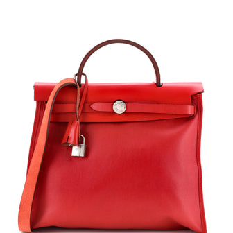Hermes Herbag Zip Berline Vache Canvas and Leather 31