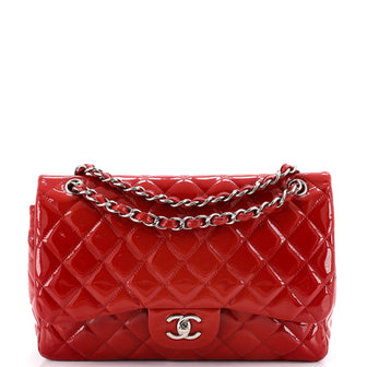 Chanel Classic Double Flap Bag Quilted Patent Jumbo