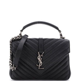 Saint Laurent Classic Monogram College Bag Matelasse Chevron Leather Medium