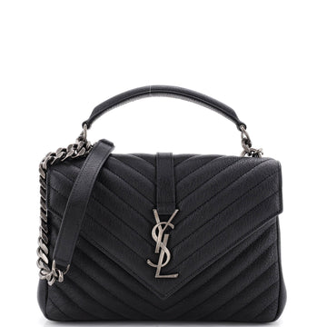 Saint Laurent Classic Monogram College Bag Matelasse Chevron Leather Medium