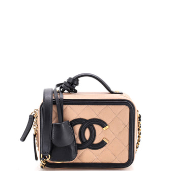 Chanel Filigree Vanity Case Quilted Caviar Small