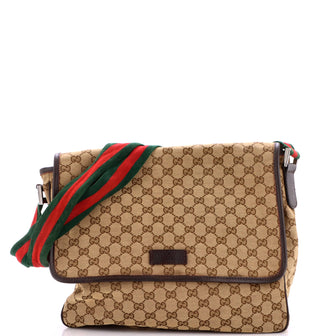 Gucci Web Strap Flap Messenger GG Canvas Medium