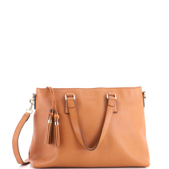 Gucci Bamboo Tassel Convertible Zip Tote Leather Medium