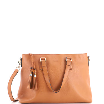 Gucci Bamboo Tassel Convertible Zip Tote Leather Medium