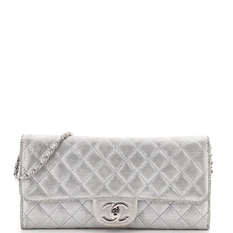Chanel Wallet on Chain Quilted Metallic Suede East West