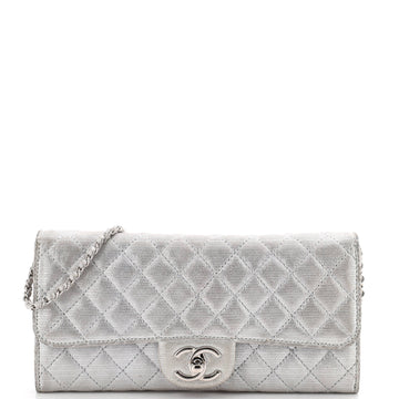 Chanel Wallet on Chain Quilted Metallic Suede East West