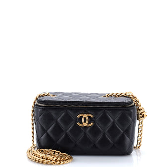 Chanel All Slide Long Vanity Case with Chain Quilted Lambskin Small