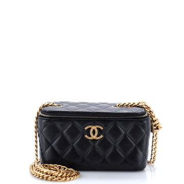Chanel All Slide Long Vanity Case with Chain Quilted Lambskin Small