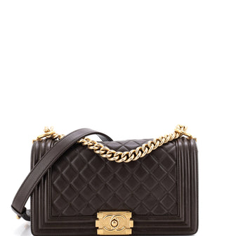 Chanel Boy Flap Bag Quilted Lambskin Old Medium