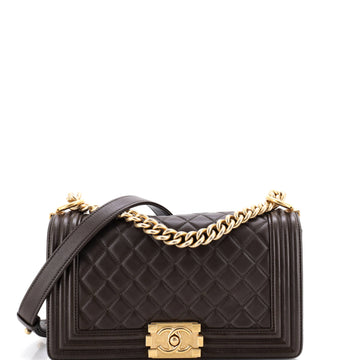 Chanel Boy Flap Bag Quilted Lambskin Old Medium