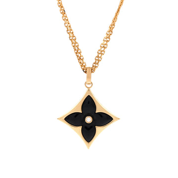 Louis Vuitton Color Blossom Star Medallion Pendant Necklace 18K Yellow Gold with Onyx and Diamond XL