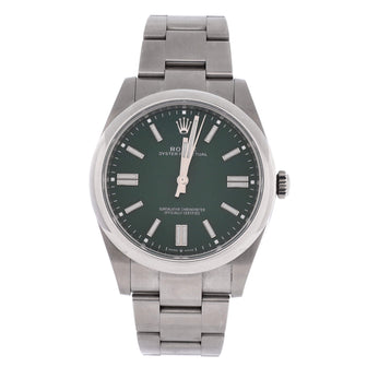 Rolex Oyster Perpetual Green Automatic Watch Stainless Steel 41