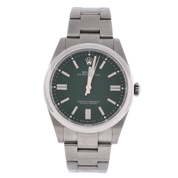 Rolex Oyster Perpetual Green Automatic Watch Stainless Steel 41