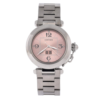 Cartier Pasha C Big Date Pink Dial Automatic Watch Stainless Steel 35
