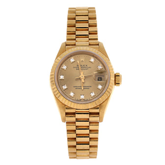 Rolex Oyster Perpetual President Datejust Automatic Watch Yellow Gold with Diamond Markers 26