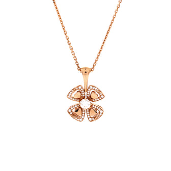 Bvlgari Fiorever Pendant Necklace 18K Rose Gold with Diamonds