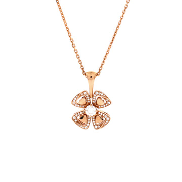 Bvlgari Fiorever Pendant Necklace 18K Rose Gold with Diamonds