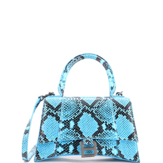 Balenciaga Hourglass Top Handle Bag Python Embossed Leather Small