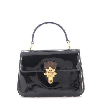 Louis Vuitton Cherrywood Handbag Vernis with Monogram Canvas PM