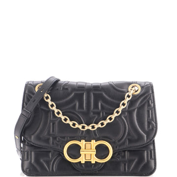 Salvatore Ferragamo Gancini Turnlock Flap Bag Gancini Quilted Leather Medium