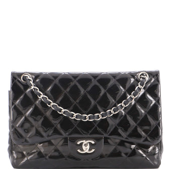 Chanel Classic Double Flap Bag Quilted Patent Jumbo