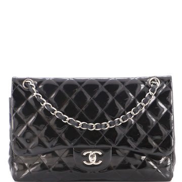 Chanel Classic Double Flap Bag Quilted Patent Jumbo