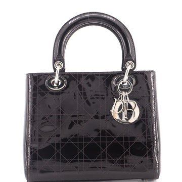 Christian Dior Lady Dior Bag Cannage Stitch Patent Medium