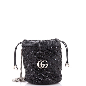 Gucci GG Marmont Bucket Bag Diagonal Quilted Sequins Mini