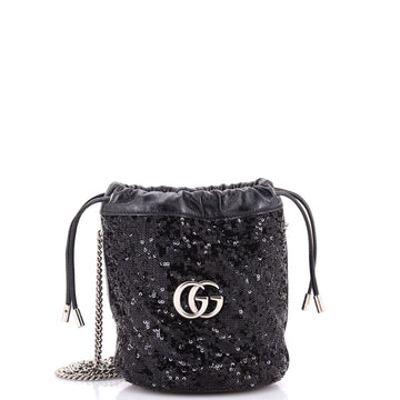 Gucci GG Marmont Bucket Bag Diagonal Quilted Sequins Mini