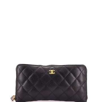Chanel Zip Around Wallet Quilted Caviar Long