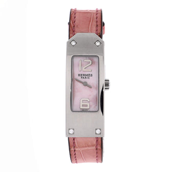 Hermes Kelly II Quartz Watch Stainless Steel and Alligator with Diamond Bezel and Mother of Pearl 15