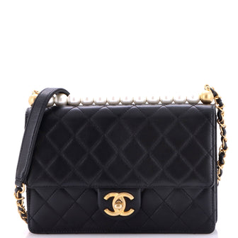 Chanel Chic Pearls Flap Bag Quilted Lambskin Small