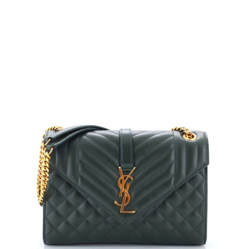 Saint Laurent Classic Monogram Envelope Satchel Mixed Matelasse Leather Medium